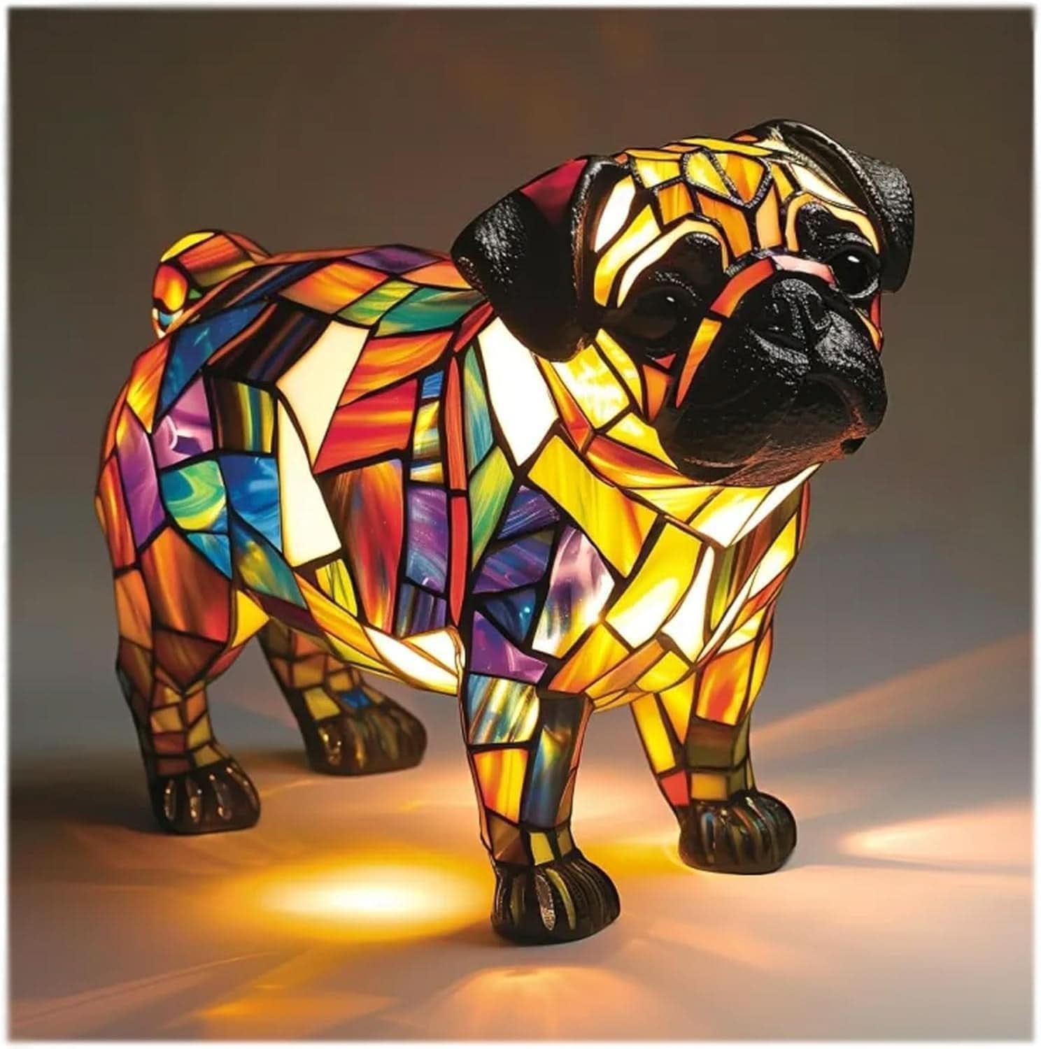 Lampada da tavolo decorativa per cani con design a mosaico – Atmosferica e artistica
