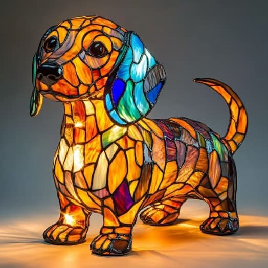 Lampada da tavolo decorativa per cani con design a mosaico – Atmosferica e artistica