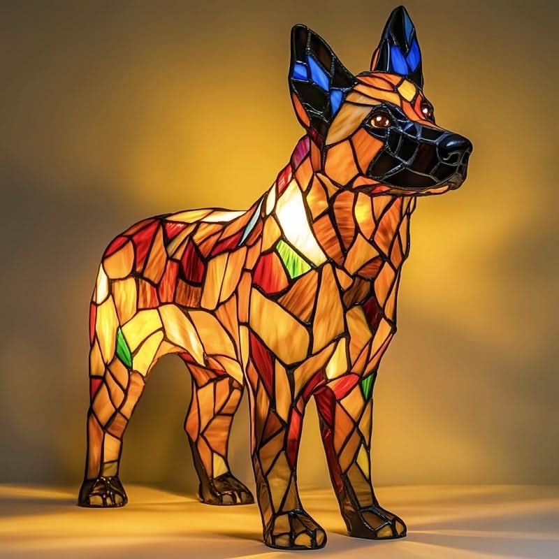 Lampada da tavolo decorativa per cani con design a mosaico – Atmosferica e artistica