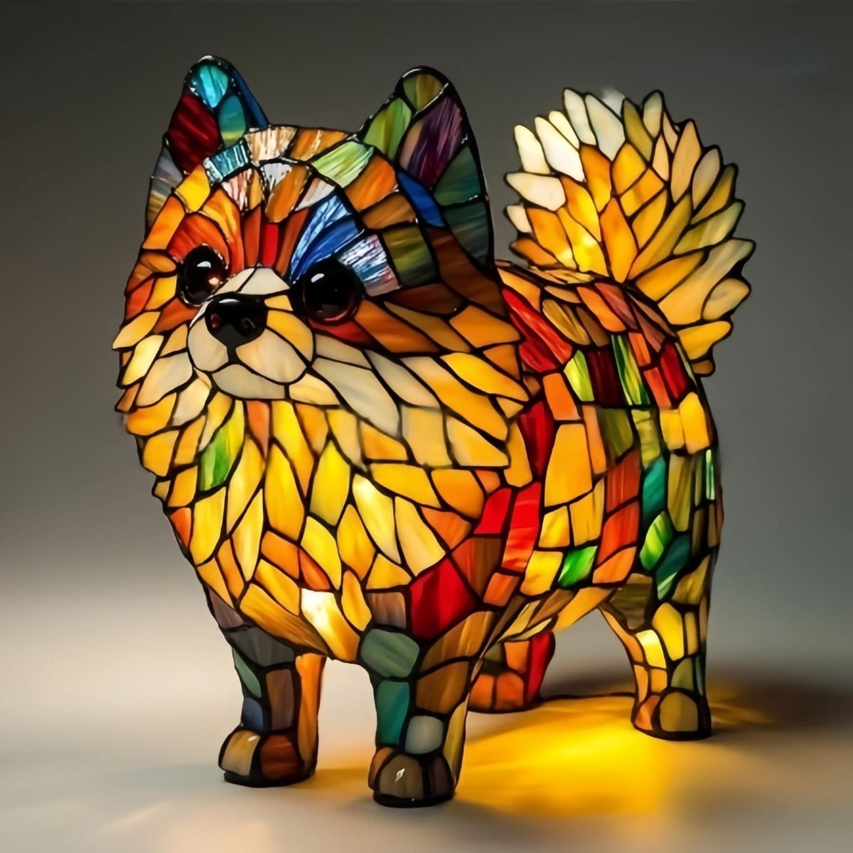 Lampada da tavolo decorativa per cani con design a mosaico – Atmosferica e artistica