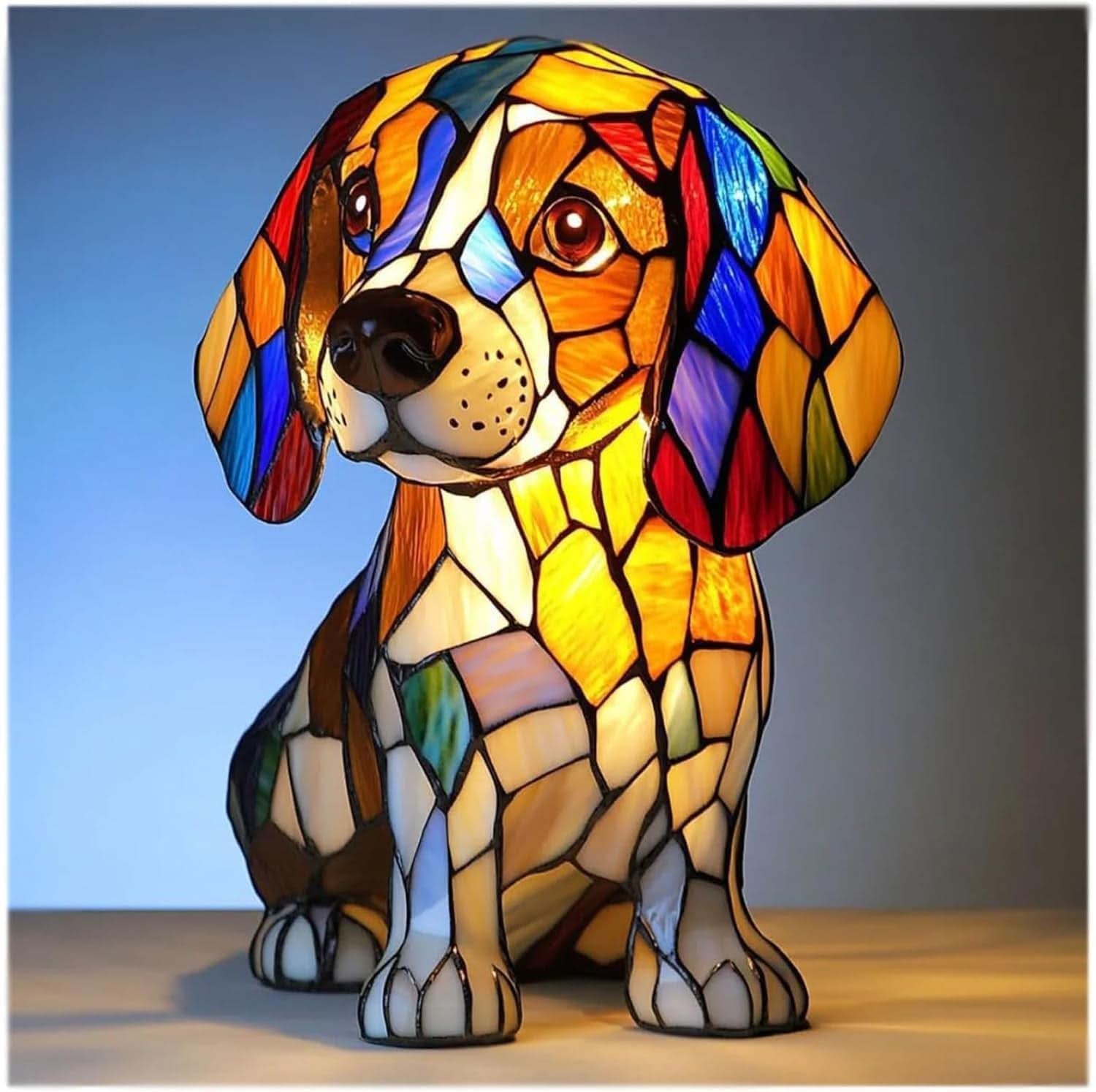 Lampada da tavolo decorativa per cani con design a mosaico – Atmosferica e artistica