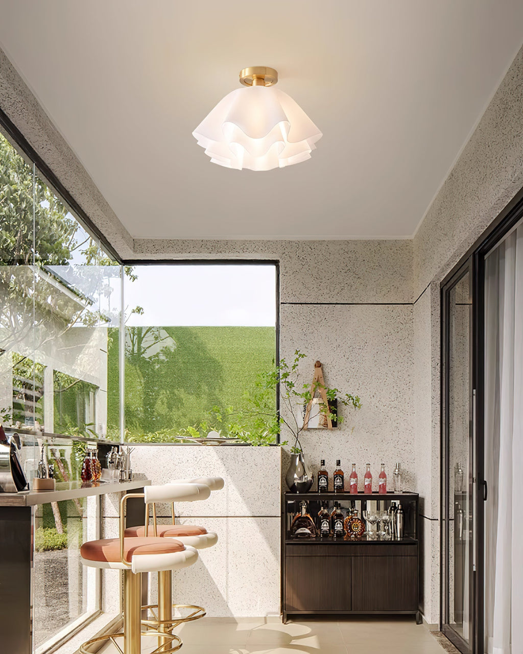 Eloriah | Lampadario in Ottone Pieghettato con Attacco E27 per Illuminazione Elegante di Bagni e Camere da Letto