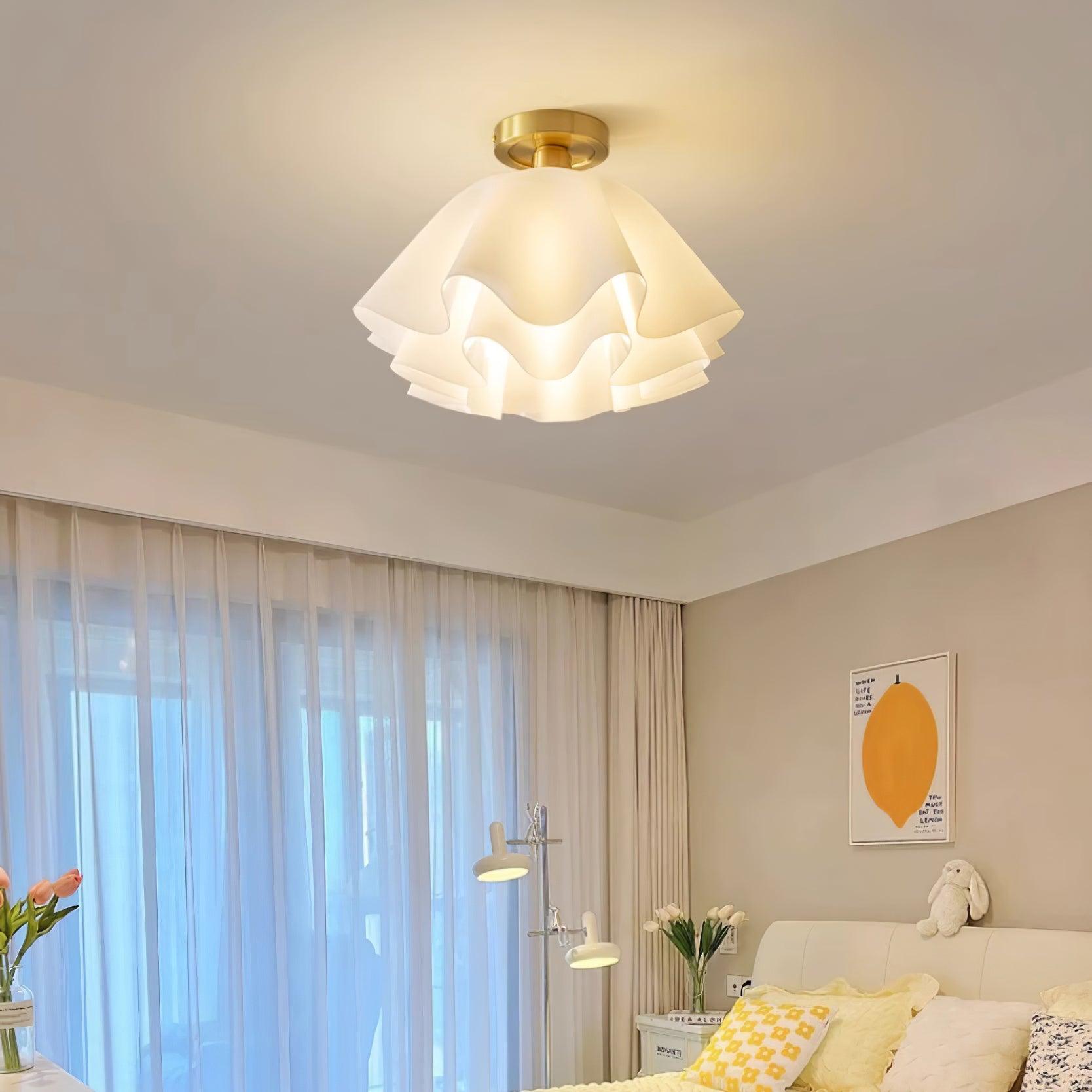 Eloriah | Lampadario in Ottone Pieghettato con Attacco E27 per Illuminazione Elegante di Bagni e Camere da Letto