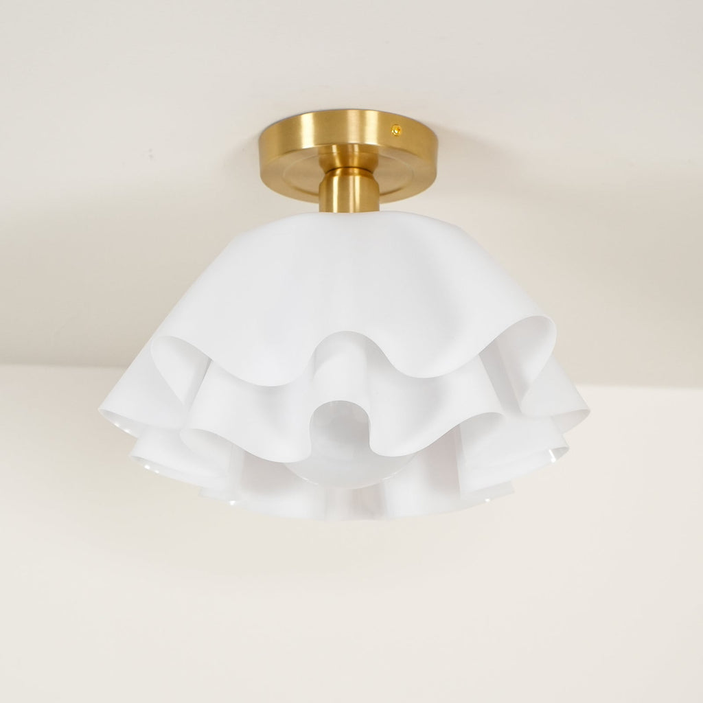 Eloriah | Lampadario in Ottone Pieghettato con Attacco E27 per Illuminazione Elegante di Bagni e Camere da Letto