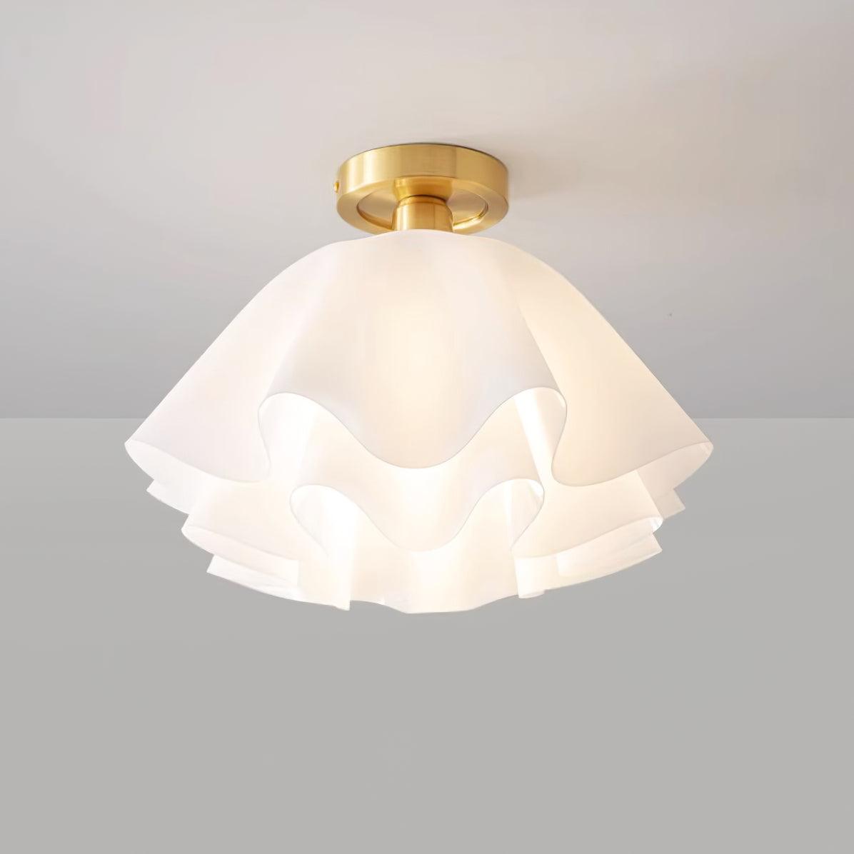 Eloriah | Lampadario in Ottone Pieghettato con Attacco E27 per Illuminazione Elegante di Bagni e Camere da Letto