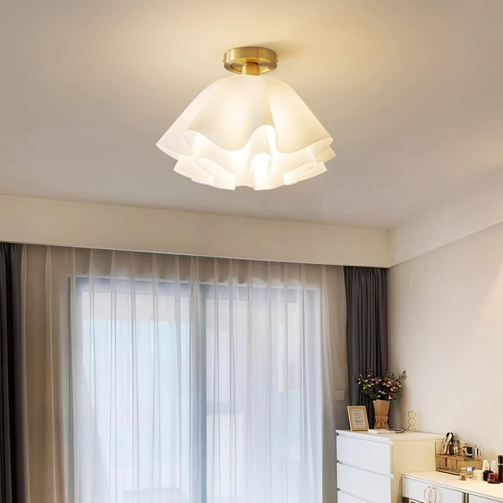 Eloriah | Lampadario in Ottone Pieghettato con Attacco E27 per Illuminazione Elegante di Bagni e Camere da Letto