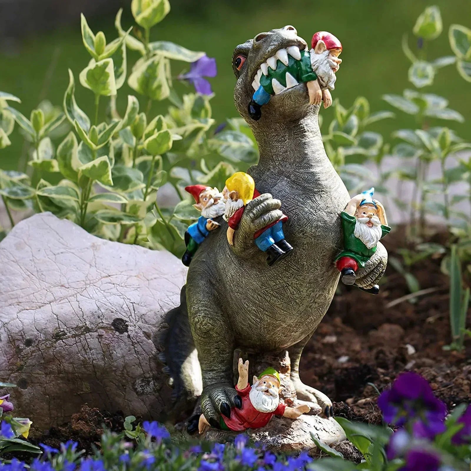Decorazione da Giardino | Statua di Dinosauro in Resina | Resistente alle Intemperie | RexTerra