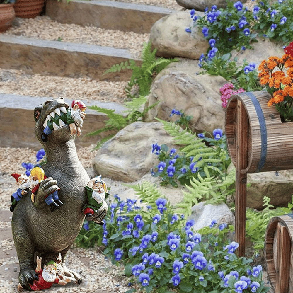 Decorazione da Giardino | Statua di Dinosauro in Resina | Resistente alle Intemperie | RexTerra