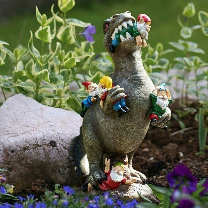 Decorazione da Giardino | Statua di Dinosauro in Resina | Resistente alle Intemperie | RexTerra