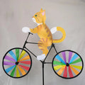 Decorazione da giardino | Mulino a vento gatto bicicletta | Figura dipinta a mano | Spinbloom