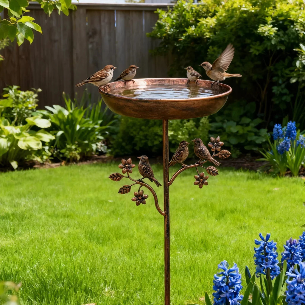Fontanella per uccelli da giardino | Ciotola decorativa | Picchetto stabile | GardenShine