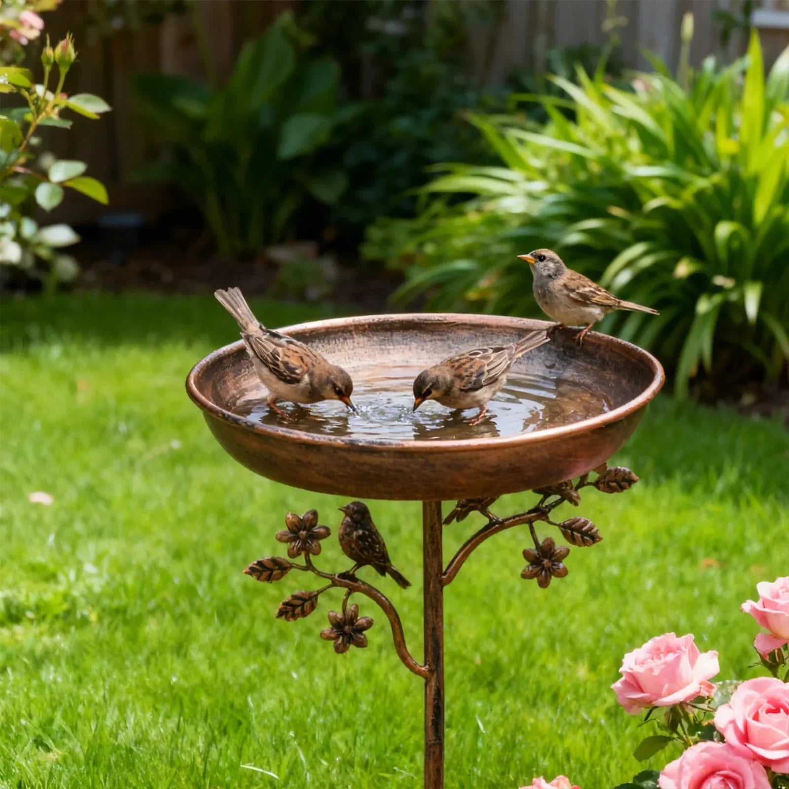 Fontanella per uccelli da giardino | Ciotola decorativa | Picchetto stabile | GardenShine