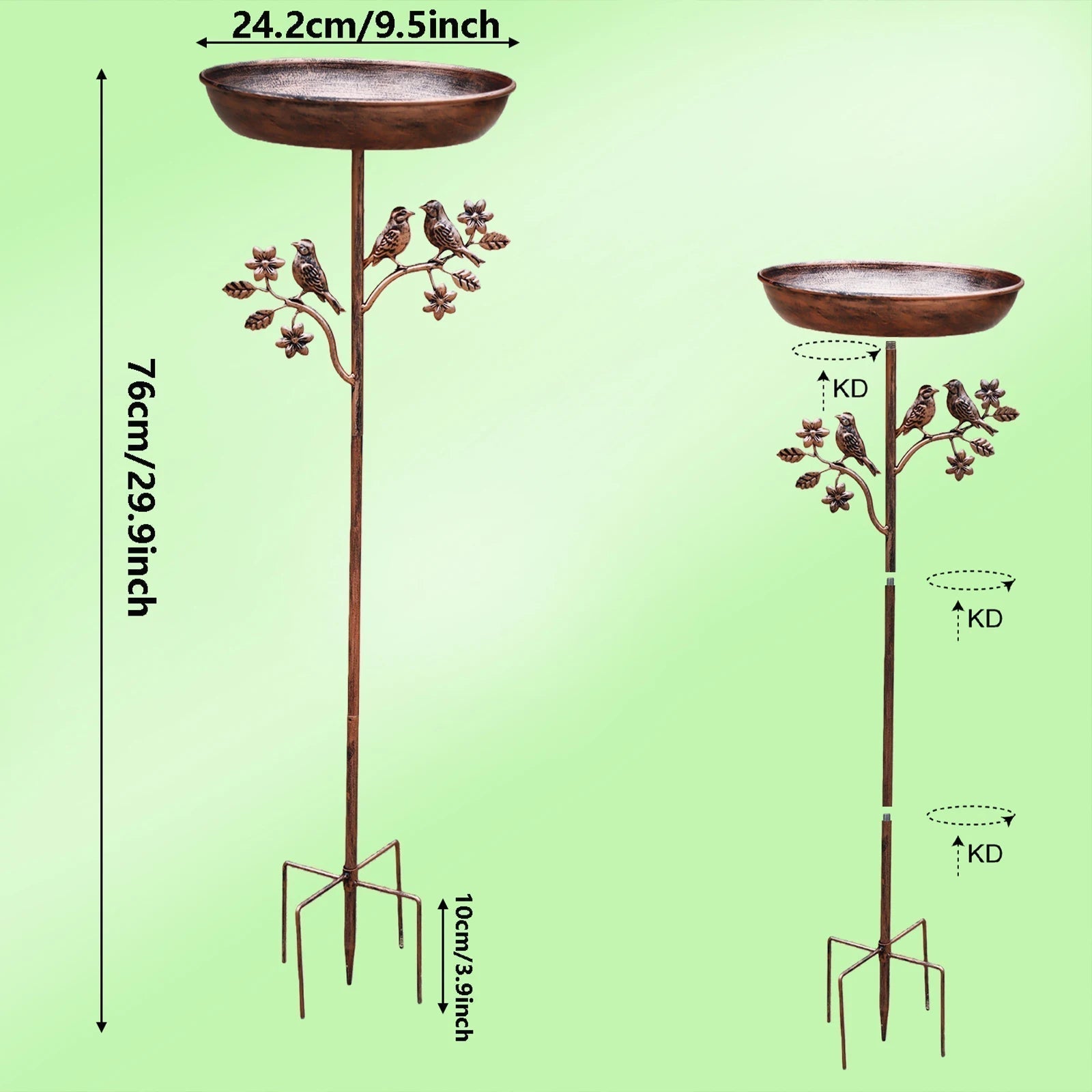 Fontanella per uccelli da giardino | Ciotola decorativa | Picchetto stabile | GardenShine