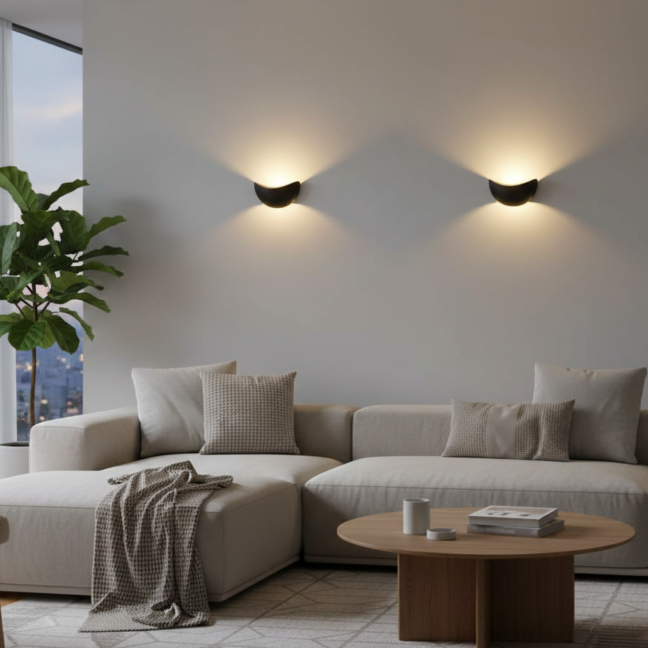 Lampada da Parete LED Minimalista a Mezza Ronda – Lampada Moderna da Interno/Esterno - Set di 2