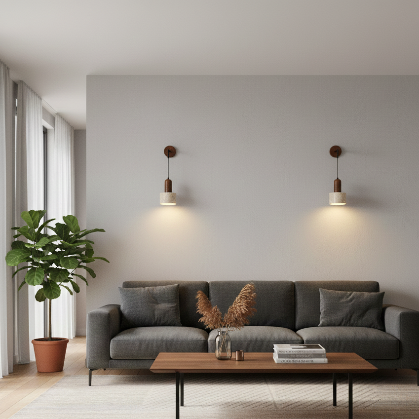 Lampada da Parete in Pietra Wabi-Sabi – Luce LED Calda - Set di 2