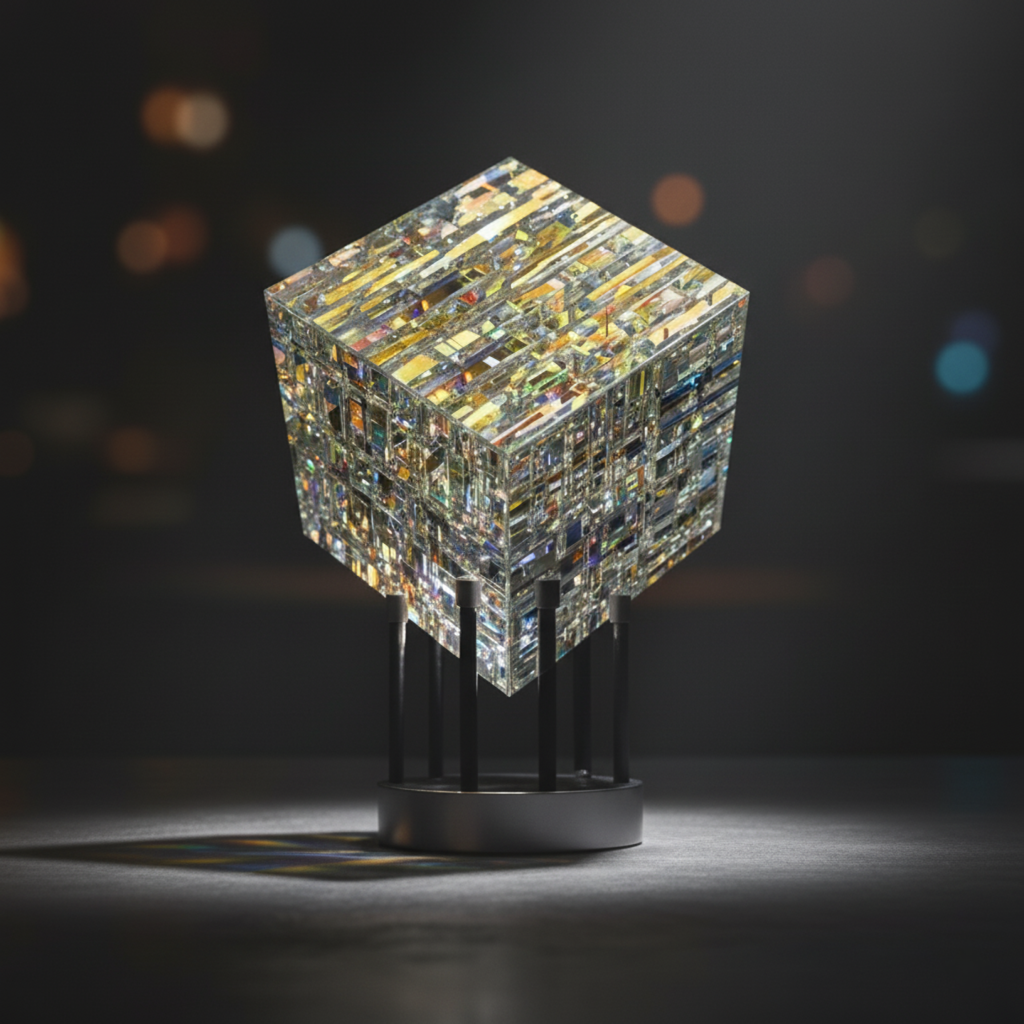 Cubo Cromatico Arte della Rifrazione Arcobaleno | Decorazione Moderna per Scrivania e Centro Tavola