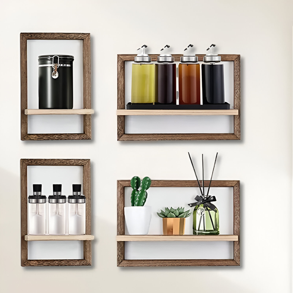 GeoFrame – Mensola in Legno Geometrica Moderna dal Design Fluttuante