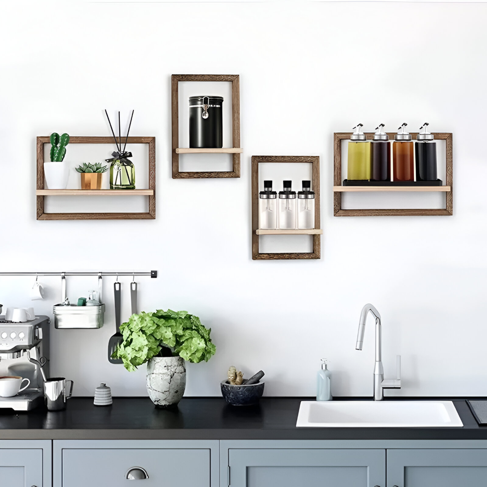 GeoFrame – Mensola in Legno Geometrica Moderna dal Design Fluttuante