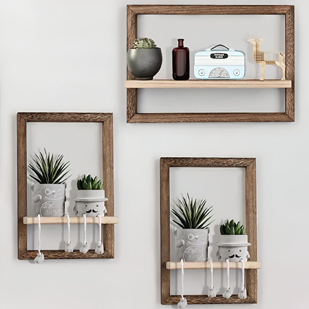 GeoFrame – Mensola in Legno Geometrica Moderna dal Design Fluttuante