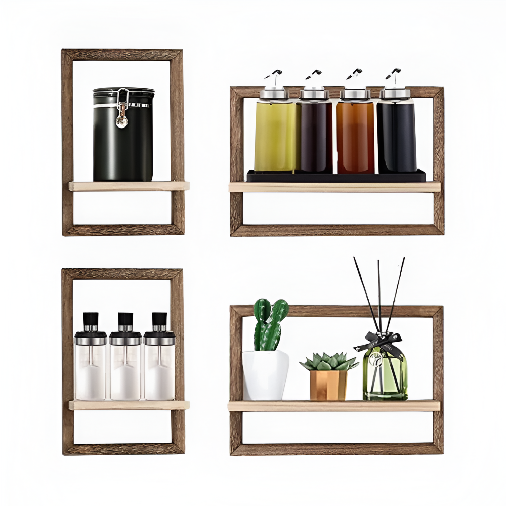 GeoFrame – Mensola in Legno Geometrica Moderna dal Design Fluttuante