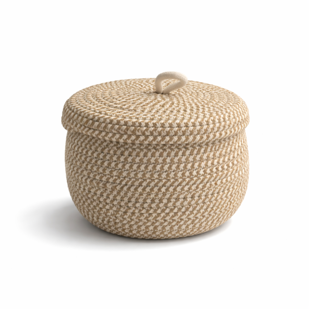Cesto di stoccaggio intrecciato | Cesto di stoccaggio rotondo | Boho intrecciato a mano | CasaWeave
