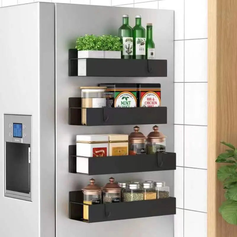 Mensola per spezie | 4 pezzi, Magnetica – Rivestita a polvere | Nessun trapano necessario | KitchenDock
