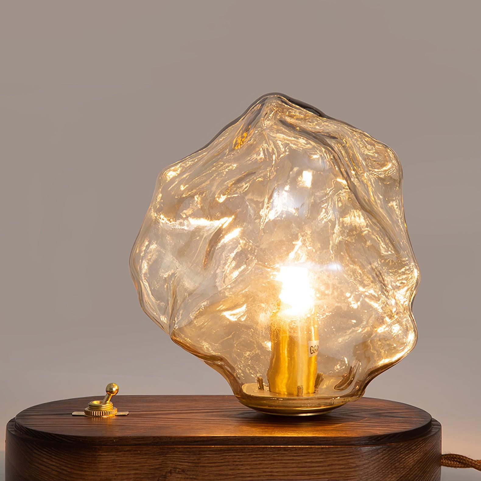 Isluna - Lampada da tavolo in vetro con design in pietra di ghiaccio – Illuminazione elegante per soggiorni e camere da letto
