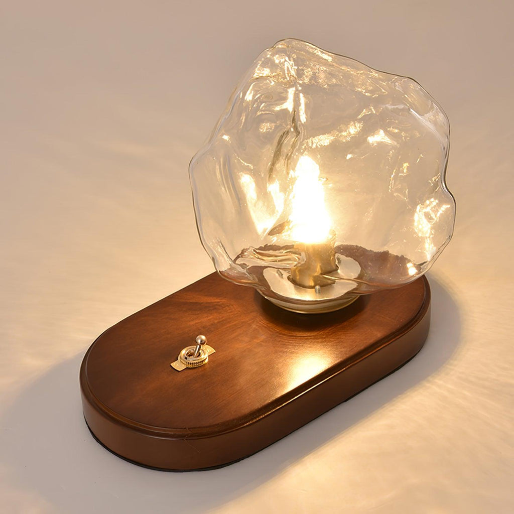 Isluna - Lampada da tavolo in vetro con design in pietra di ghiaccio – Illuminazione elegante per soggiorni e camere da letto