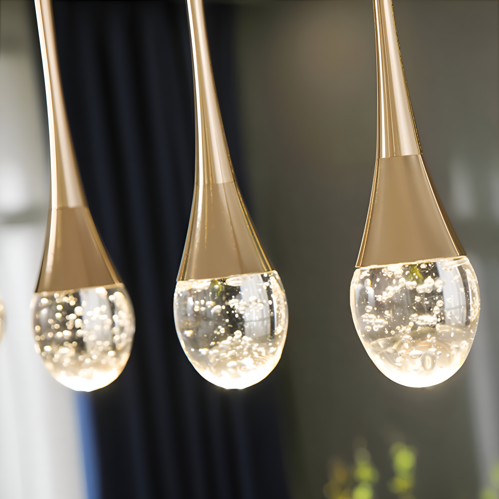 Rainelle – Lampada a sospensione in vetro cristallo nera e dorata con design a goccia
