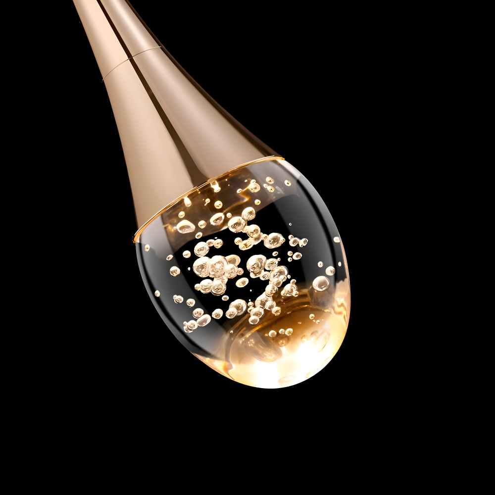 Rainelle – Lampada a sospensione in vetro cristallo nera e dorata con design a goccia