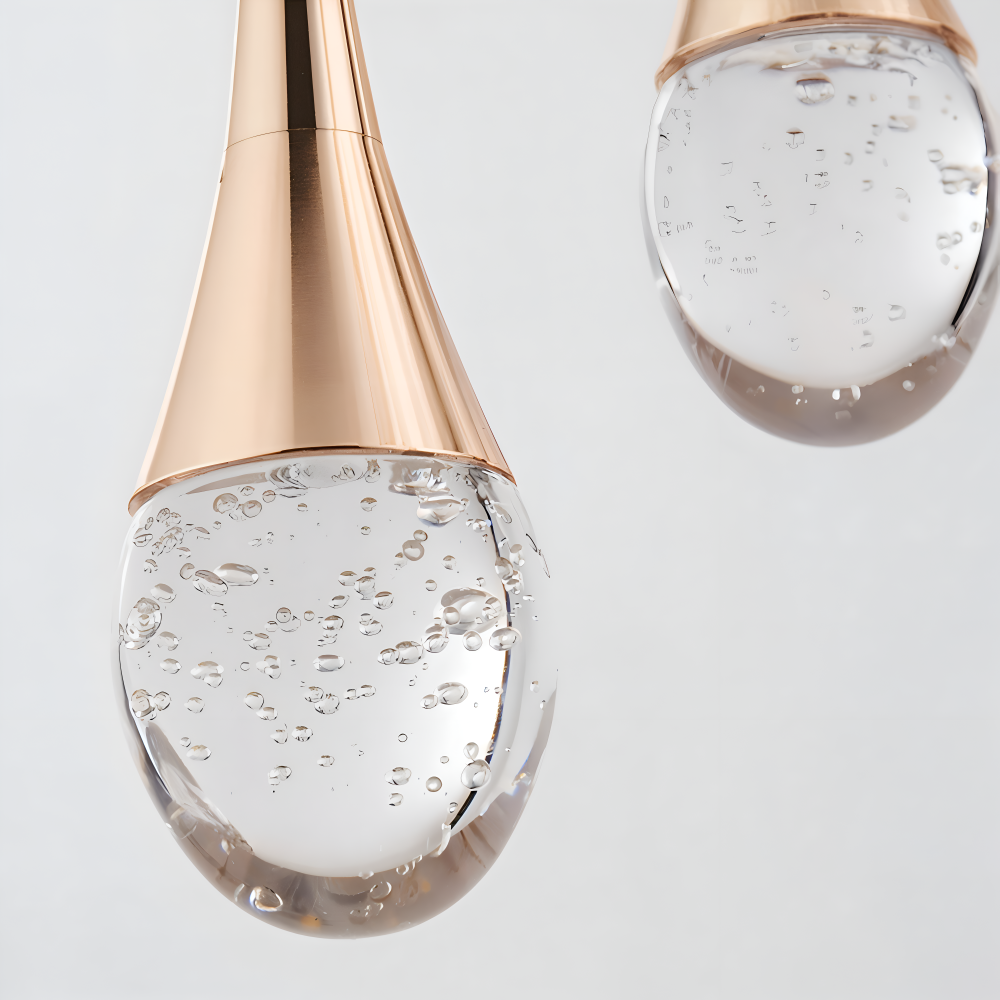 Rainelle – Lampada a sospensione in vetro cristallo nera e dorata con design a goccia