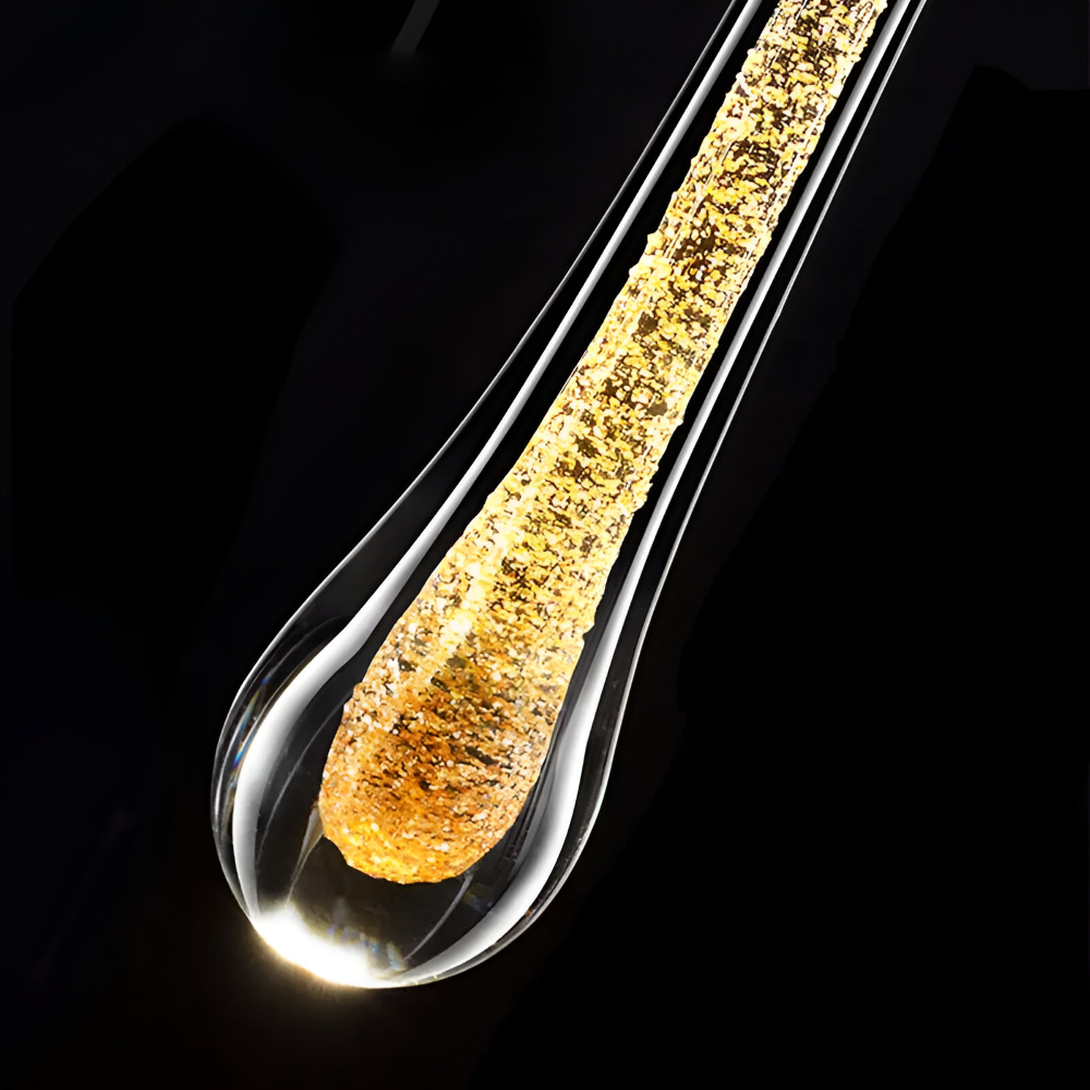 Rainelle – Lampada a sospensione in vetro cristallo nera e dorata con design a goccia