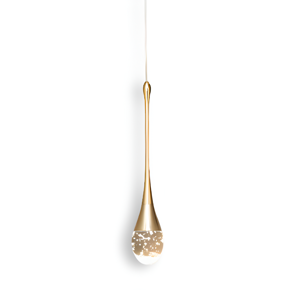 Rainelle – Lampada a sospensione in vetro cristallo nera e dorata con design a goccia