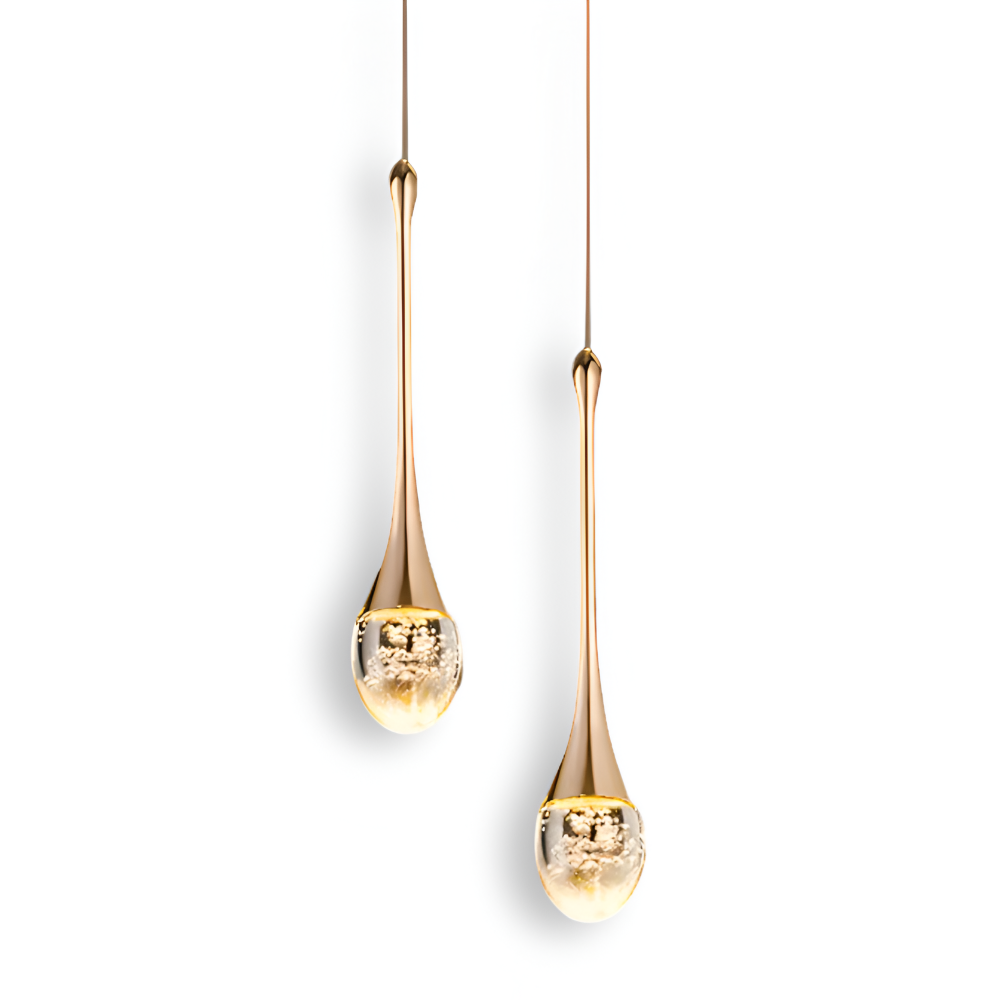Rainelle – Lampada a sospensione in vetro cristallo nera e dorata con design a goccia