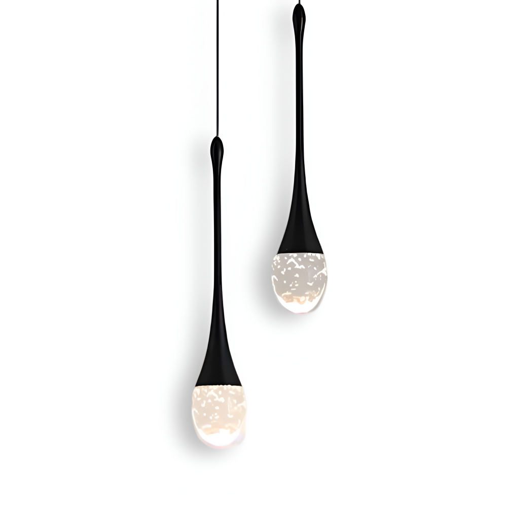 Rainelle – Lampada a sospensione in vetro cristallo nera e dorata con design a goccia