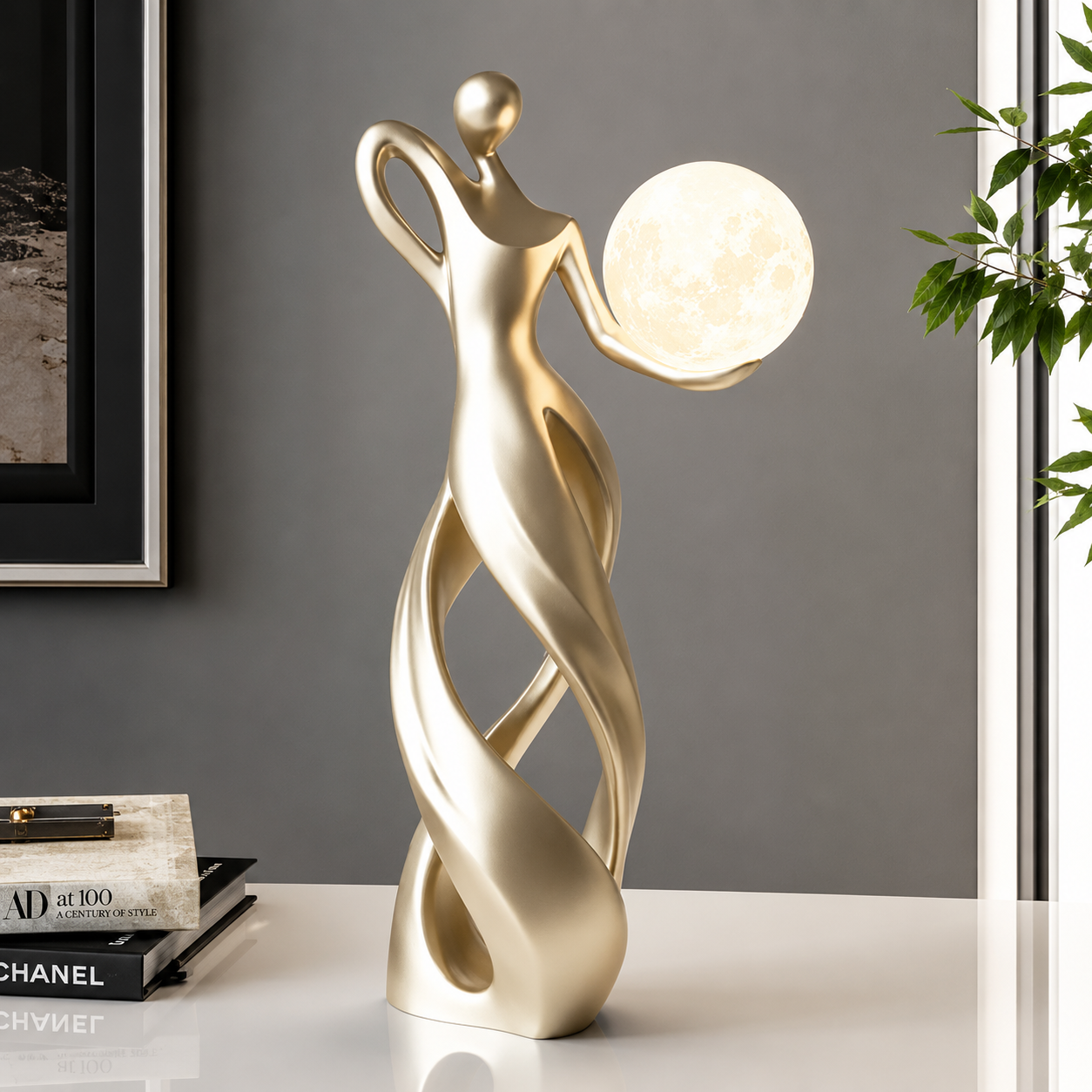 GlowMuse Flicka – Scultura Astratta Illuminata in Design Moderno in Resina