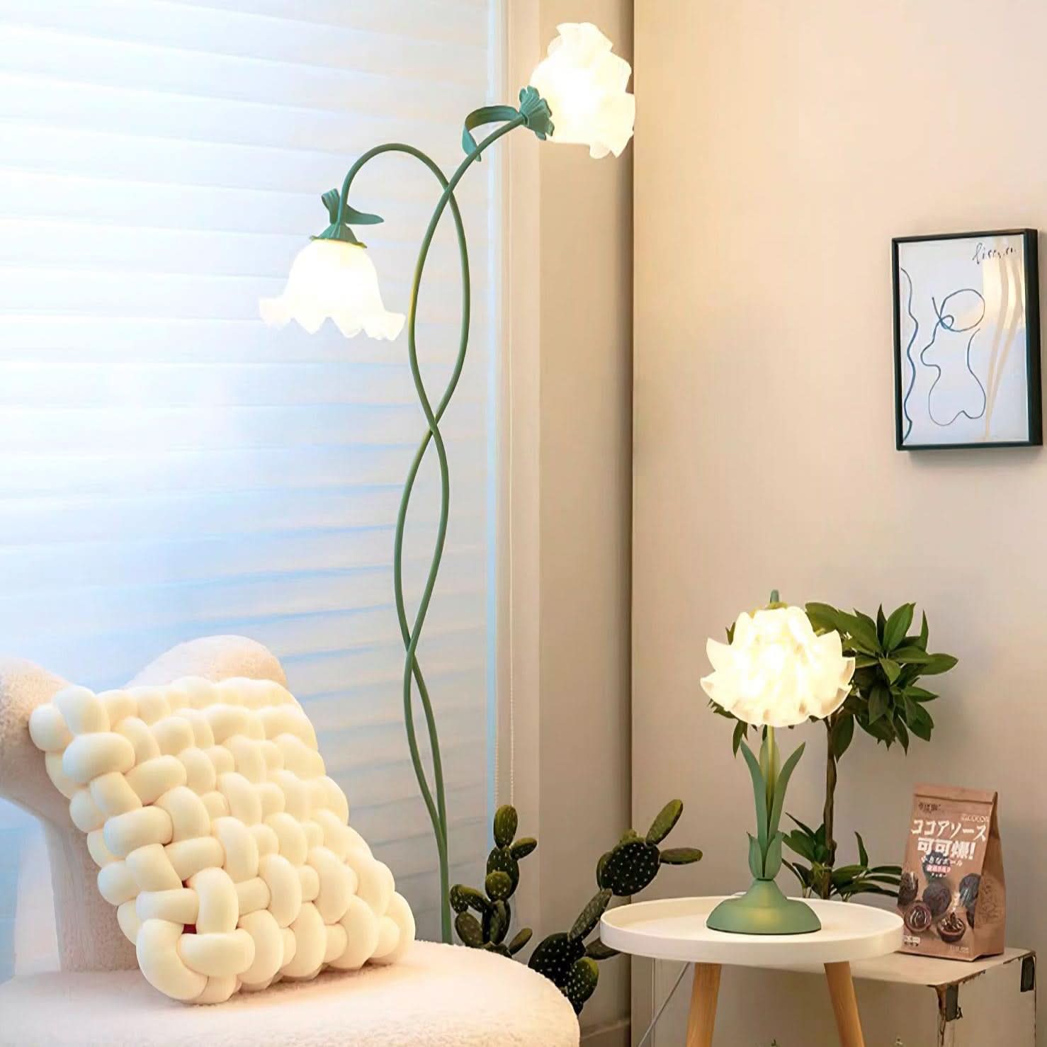 Lampada da Terra Calla con Finitura Verde Opaca