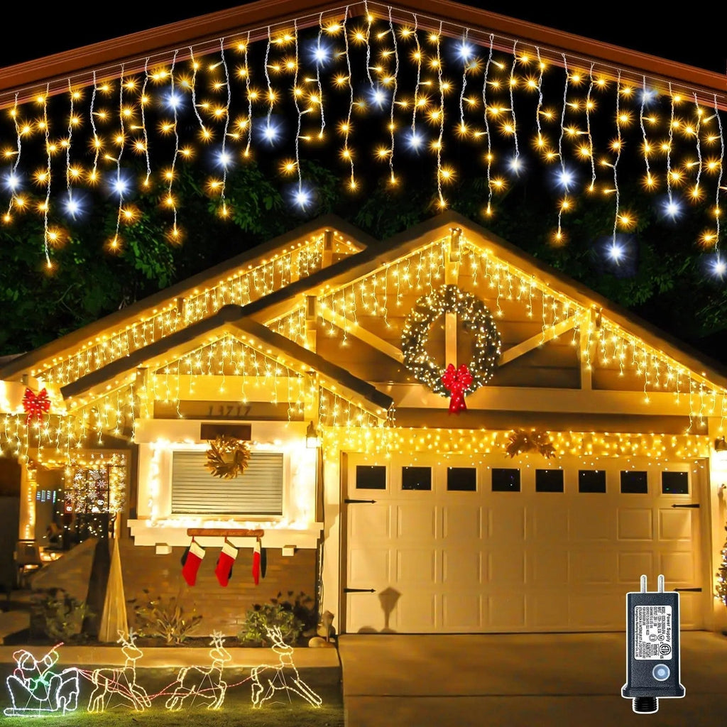GlowCurtain LED Lichtervorhang | Illuminazione esterna per feste | Bianco caldo | Decorazione perfetta per eventi