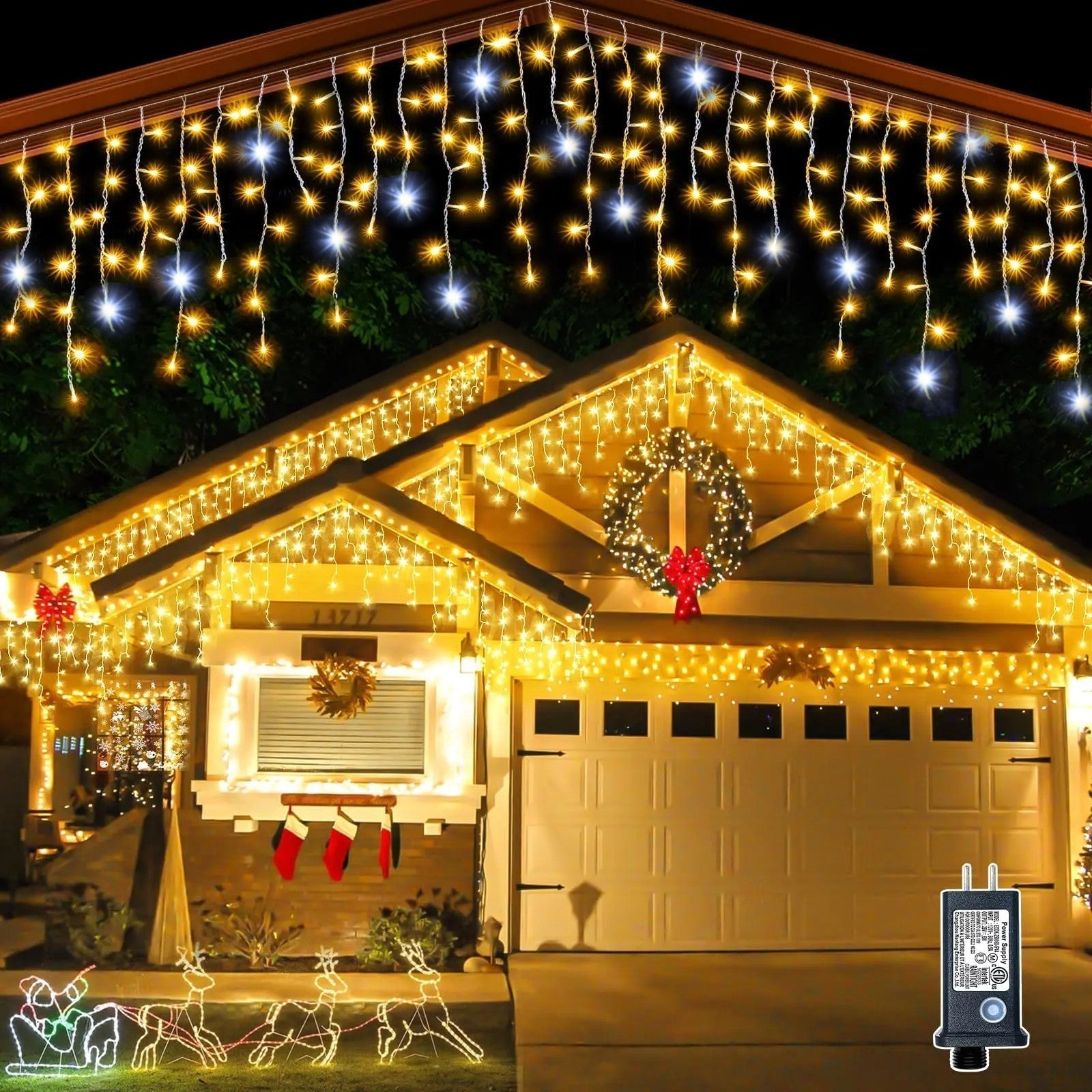 GlowCurtain LED Lichtervorhang | Illuminazione esterna per feste | Bianco caldo | Decorazione perfetta per eventi