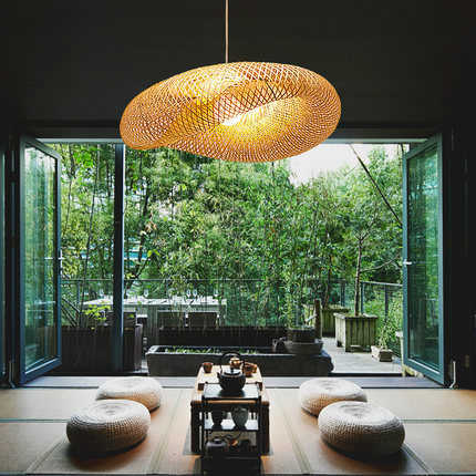 Lampada a sospensione GarduruBamboo | Lampada a sospensione naturale | Illuminazione artigianale per soggiorno e sala da pranzo