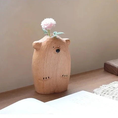 Deliziosa piccola vaso di fiori a forma di orso
