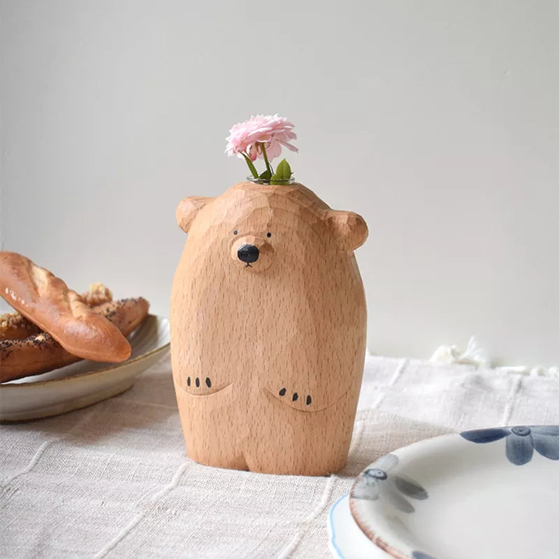 Deliziosa piccola vaso di fiori a forma di orso