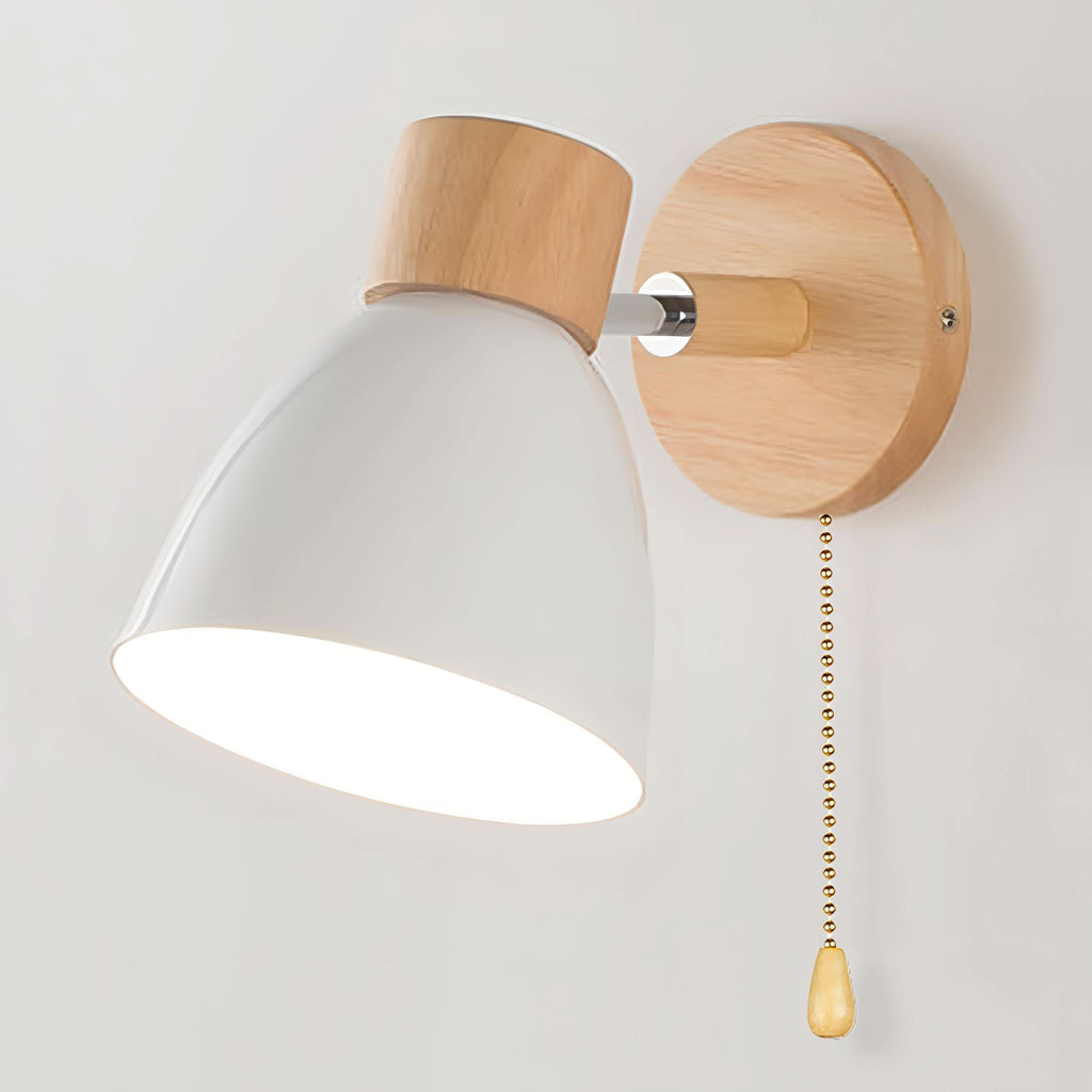 Lampada da Parete Appesa in Legno Nordico con Interruttore a Strappo - Set di 2