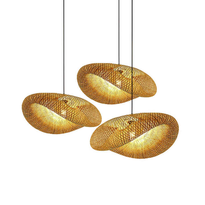 Lampada a sospensione GarduruBamboo | Lampada a sospensione naturale | Illuminazione artigianale per soggiorno e sala da pranzo