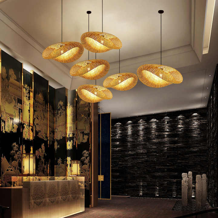 Lampada a sospensione GarduruBamboo | Lampada a sospensione naturale | Illuminazione artigianale per soggiorno e sala da pranzo