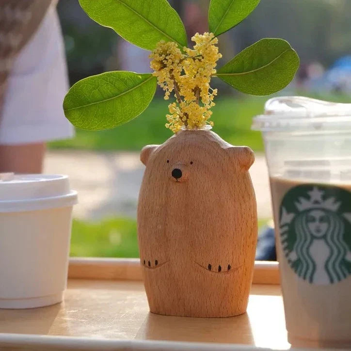 Deliziosa piccola vaso di fiori a forma di orso