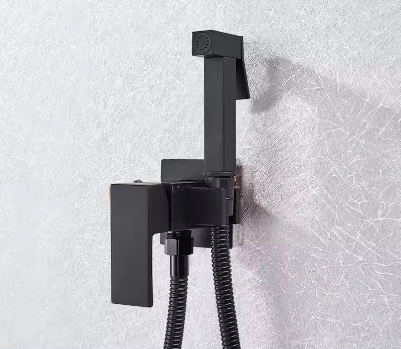 Rubinetto bidet doccia nero in ottone massiccio, doccia igienica, miscelatore acqua calda e fredda, rubinetto per uso musulmano