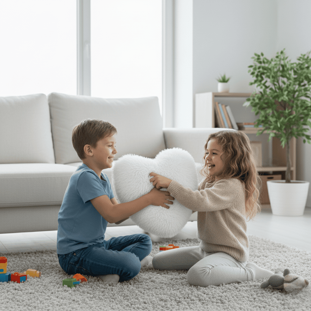HUGNEST – Cuscino in pelliccia sintetica a forma di cuore per ambienti caldi e moderni