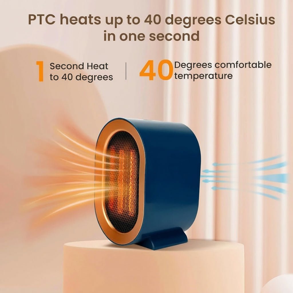 WARMFLOW – Mini-riscaldatore elettrico con ventilatore in ceramica e riscaldamento ambientale a risparmio energetico