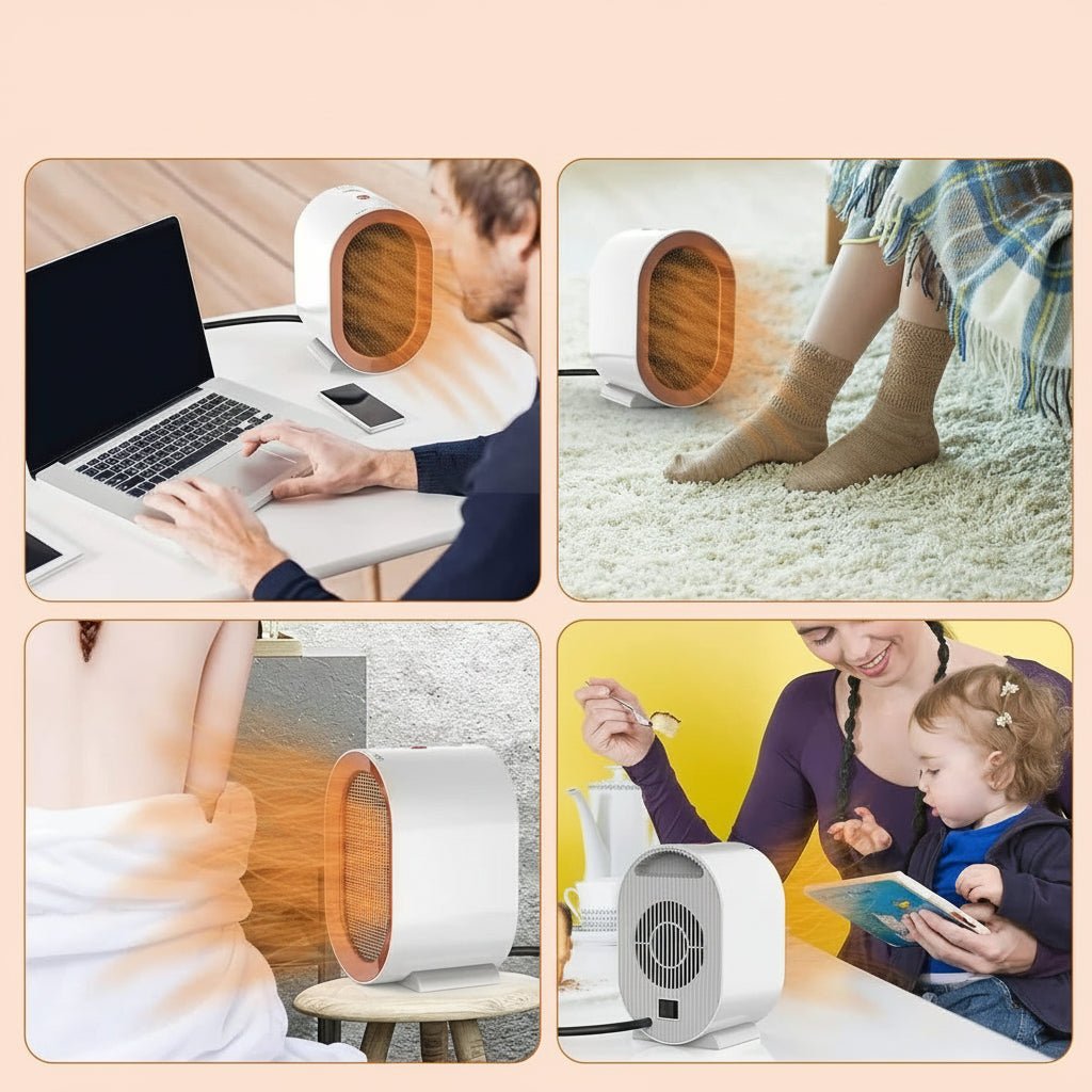 WARMFLOW – Mini-riscaldatore elettrico con ventilatore in ceramica e riscaldamento ambientale a risparmio energetico